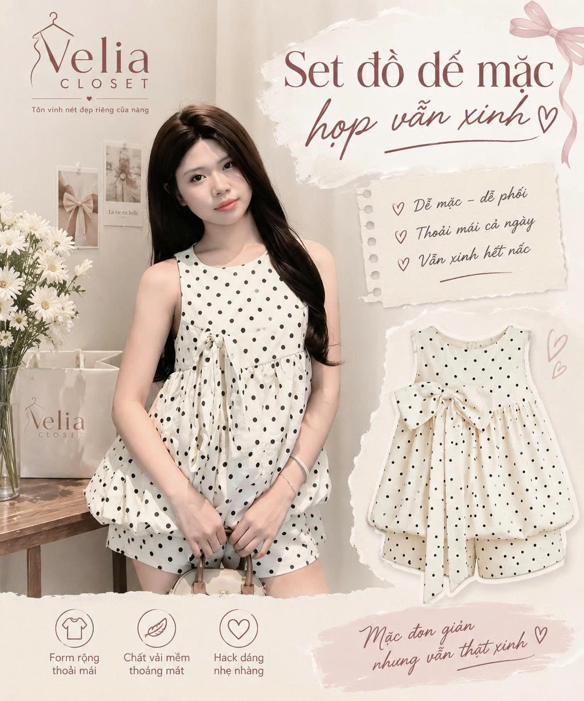 Set áo quần chấm bi